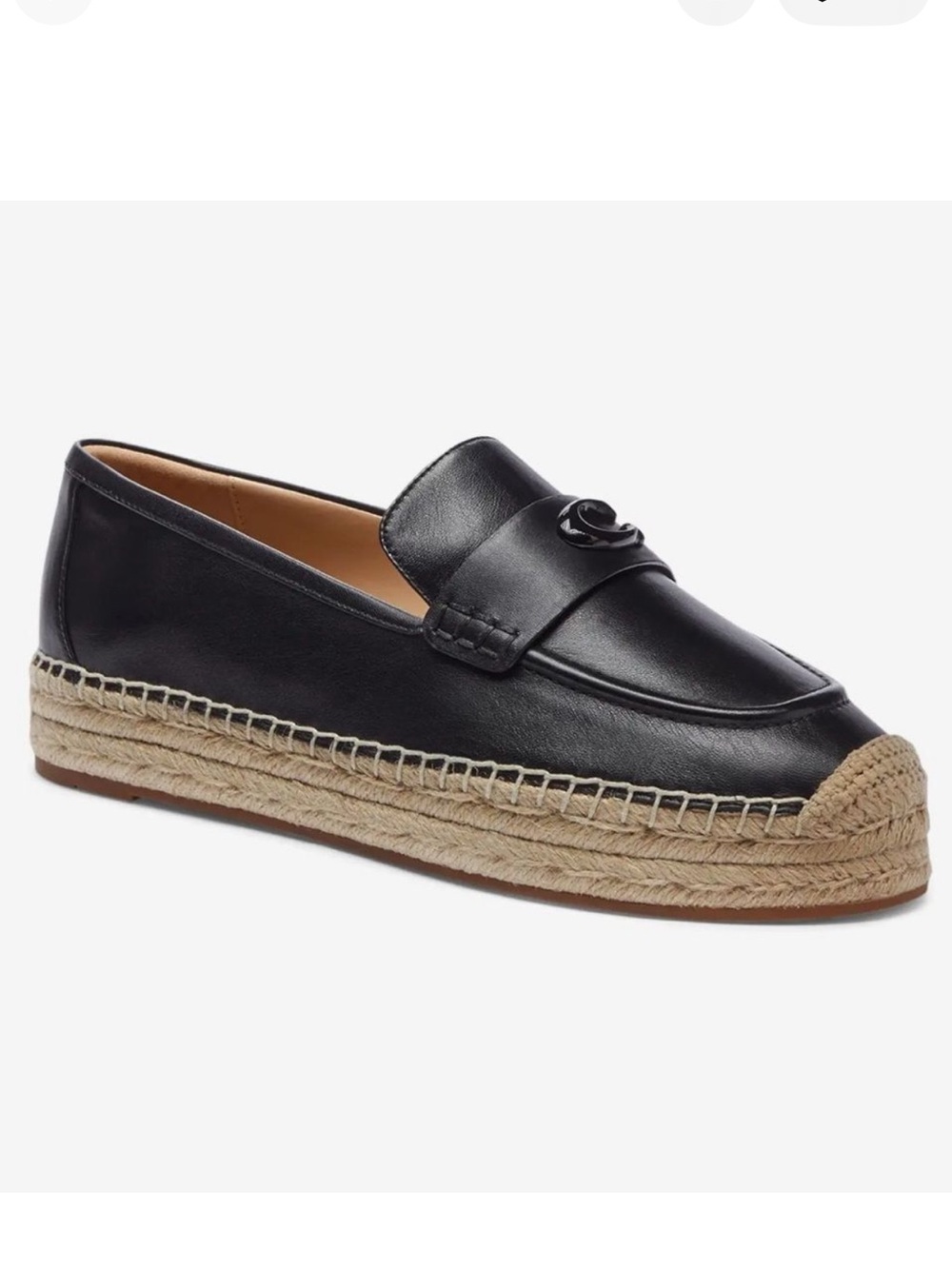 Coach Camilla Espadrille Black Leather Size 5